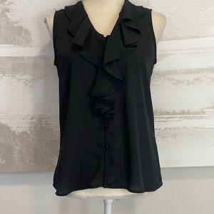 Karl Lagerfeld Ruffle V-Neck Sleeveless Blouse